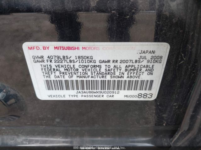 2009 MITSUBISHI LANCER JA3AU86WX9U020912 Photo 8