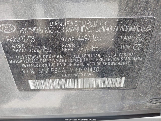 5NPE34AF9JH691430 Hyundai gdi theta-ii