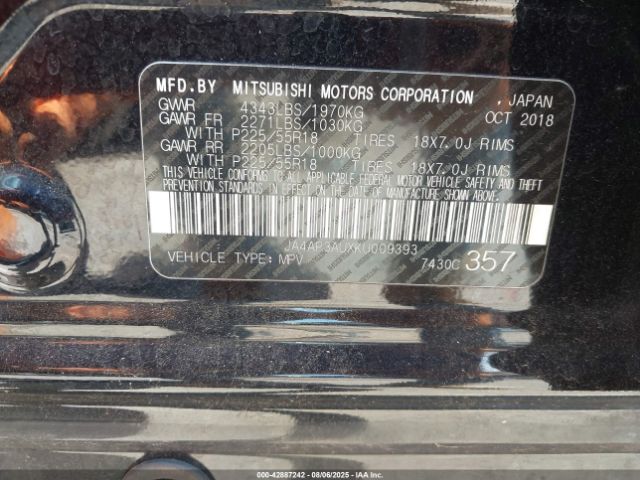 2019 MITSUBISHI OUTLANDER SPORT JA4AP3AUXKU009393 Photo 8