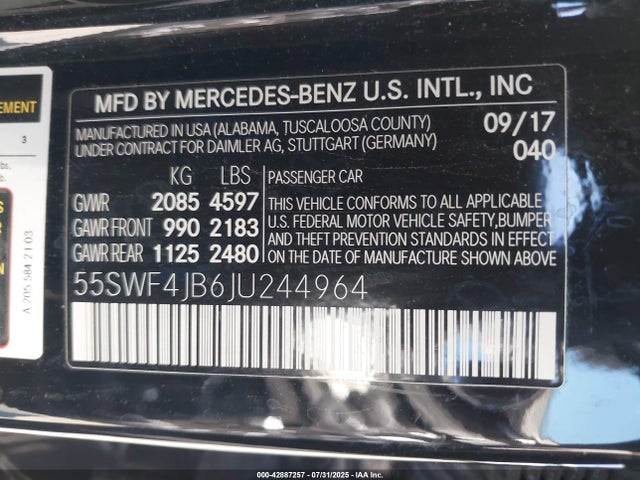 55SWF4JB6JU244964 Mercedes-Benz m274