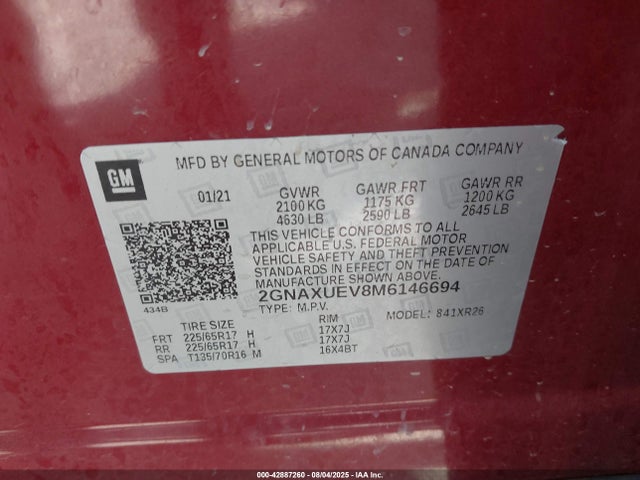 Chevrolet lyx 2021 2GNAXUEV8M6146694 Image 9