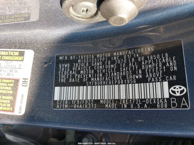 Toyota 2zr-fe 2014 5YFBURHE6EP081956 Image 9