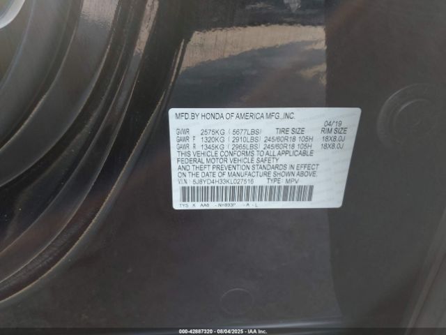 2019 ACURA MDX 5J8YD4H33KL027516 Photo 8