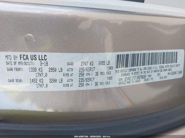 2C4RC1FG7JR278698 Chrysler Pacifica