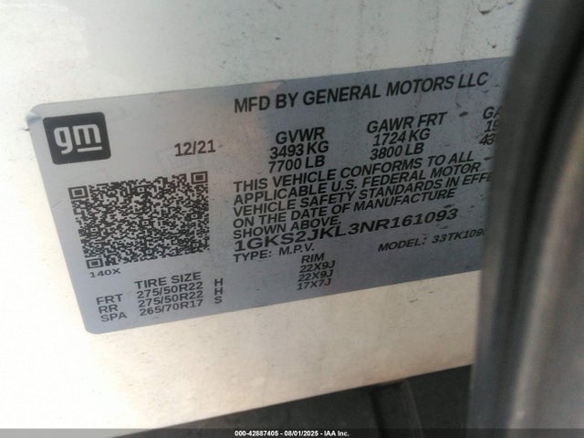 1GKS2JKL3NR161093 GMC l87 - di dfm, alum, gen 5