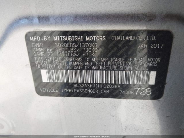 2017 MITSUBISHI MIRAGE ML32A3HJ1HH020388 Photo 8