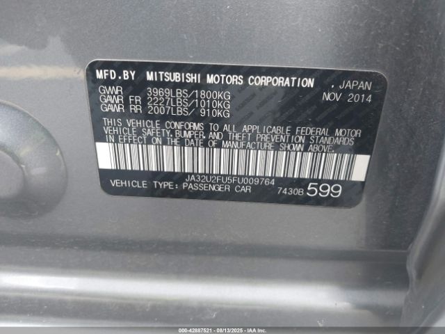 2015 MITSUBISHI LANCER JA32U2FU5FU009764 Photo 8