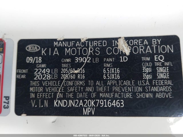 KIA g gdi 2019 KNDJN2A20K7916463 Image 9