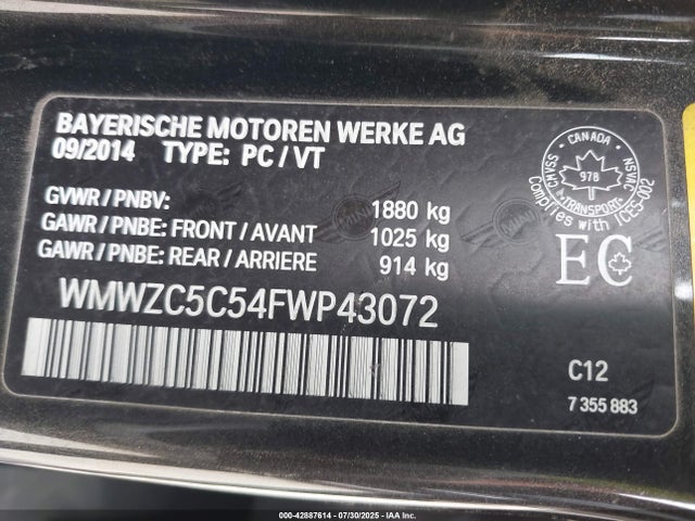 2015 MINI COUNTRYMAN WMWZC5C54FWP43072 Photo 8