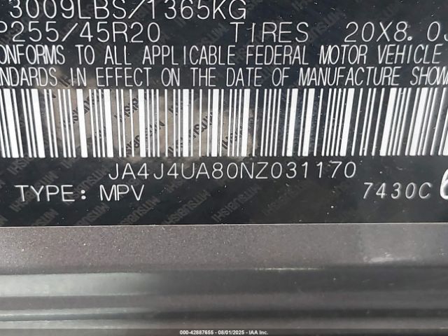 2022 MITSUBISHI OUTLANDER JA4J4UA80NZ031170 Photo 8