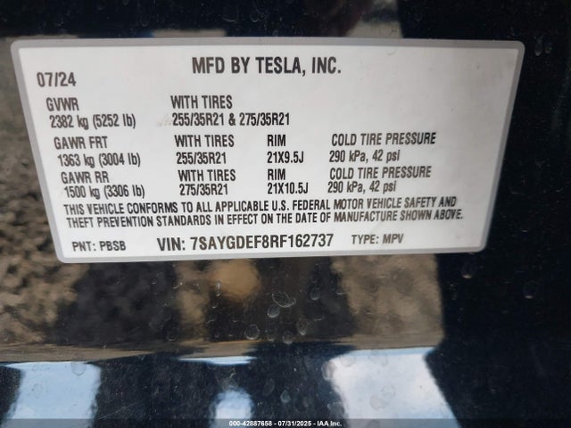 2024 TESLA MODEL Y 7SAYGDEF8RF162737 Photo 8