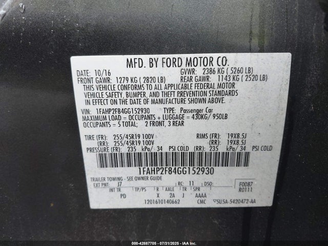 Ford 2016 2016 1FAHP2F84GG152930 Image 9