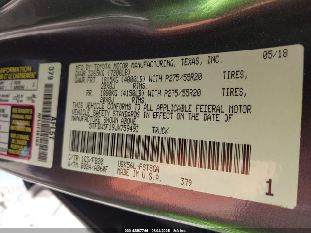 5TFDW5F19JX759493 Toyota 3ur-fbe