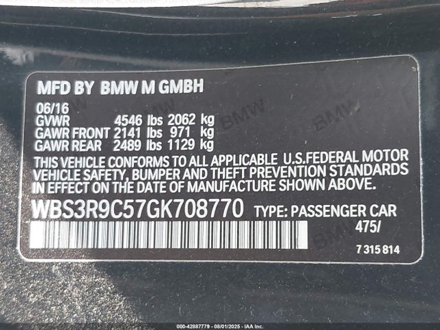 WBS3R9C57GK708770 BMW M4