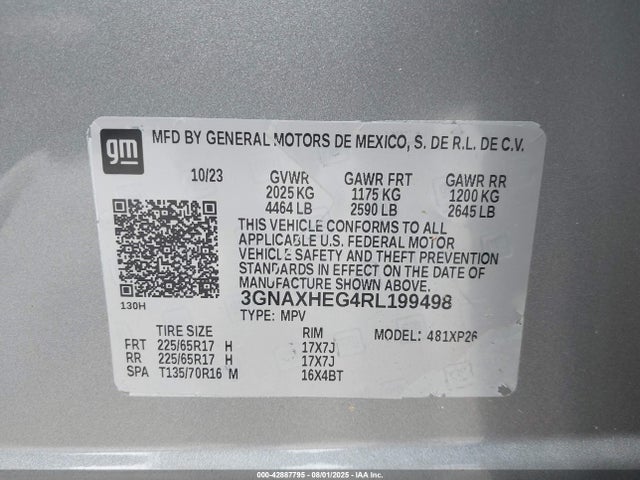 3GNAXHEG4RL199498 Chevrolet lsd
