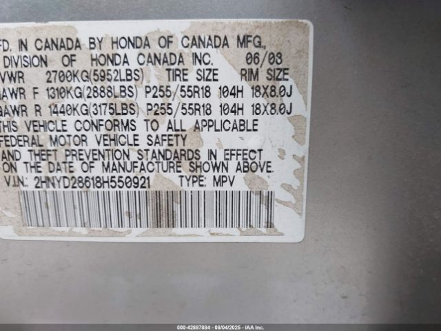 2008 ACURA MDX 2HNYD28618H550921 Photo 8