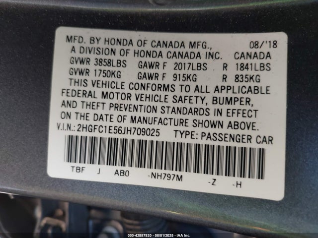 2HGFC1E56JH709025 Honda l15b7