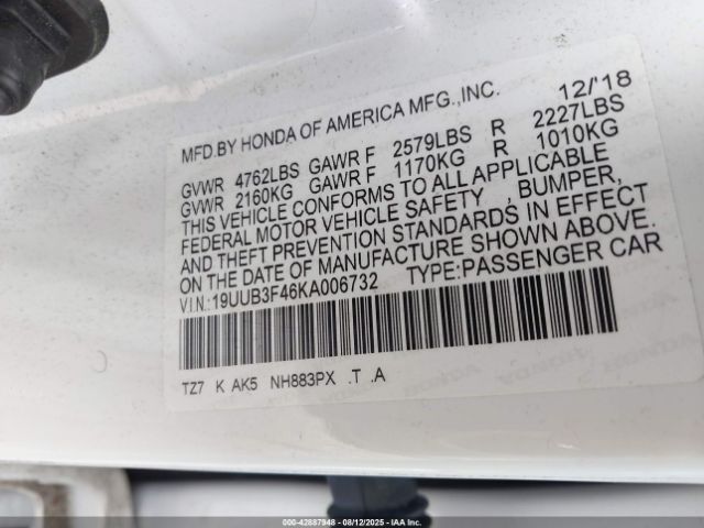 2019 ACURA TLX 19UUB3F46KA006732 Photo 8