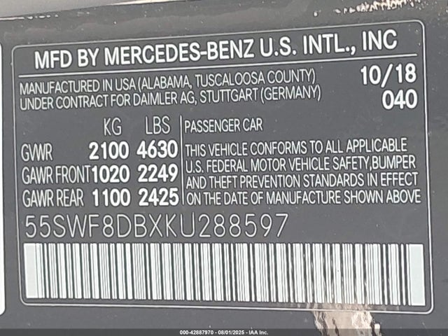 Mercedes-Benz m264 2019 55SWF8DBXKU288597 Image 9