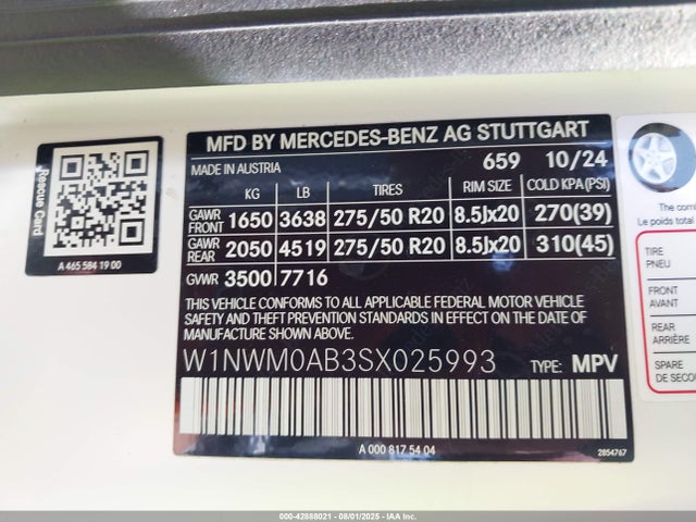 W1NWM0AB3SX025993 Mercedes-Benz G-Class