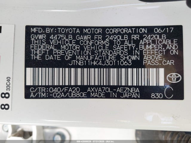 JTNB11HK4J3011063 Toyota a25a-fks