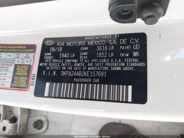 3KPA24AB2KE157691 KIA RIO S