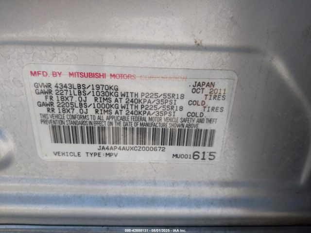 2012 MITSUBISHI OUTLANDER SPORT JA4AP4AUXCZ000672 Photo 8