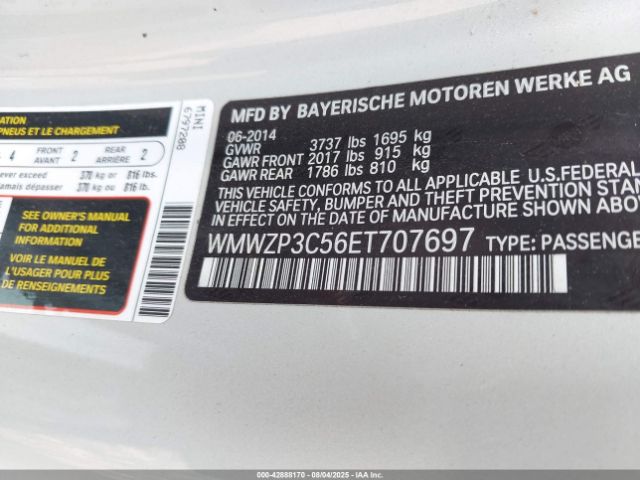 2014 MINI CONVERTIBLE WMWZP3C56ET707697 Photo 8