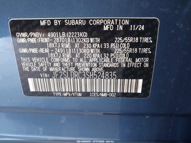 Subaru na 2025 JF2SLDRC3SH524835 Image 9