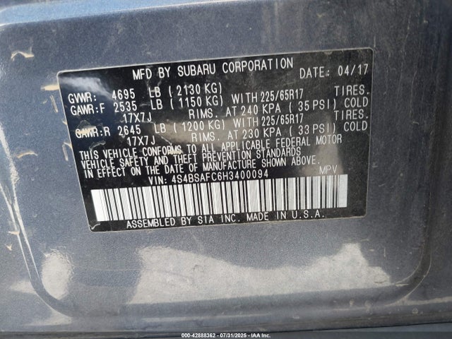 4S4BSAFC6H3400094 Subaru u5