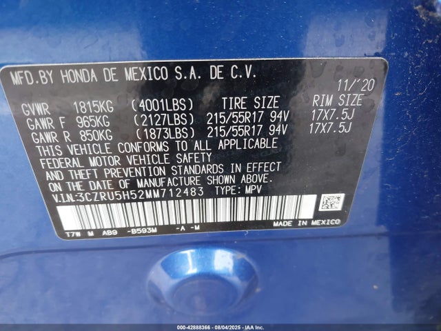 3CZRU5H52MM712483 Honda r18z9