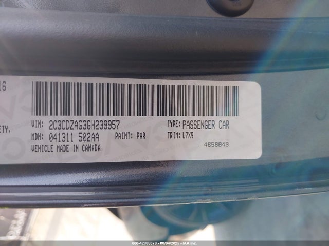 Dodge 2016 2016 2C3CDZAG3GH239957 Image 9