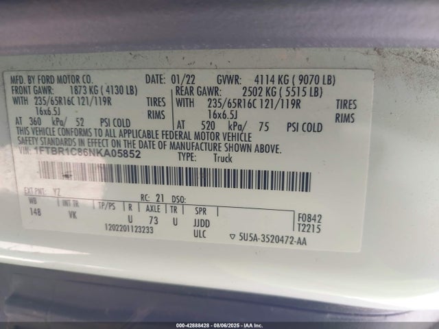 Ford cyclone 2022 1FTBR1C86NKA05852 Image 9
