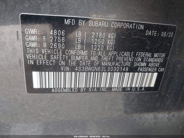 Subaru u4 2020 4S3BWGN63L3032148 Image 9