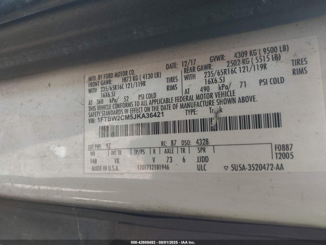 1FTBW2CM5JKA36421 Ford 2018