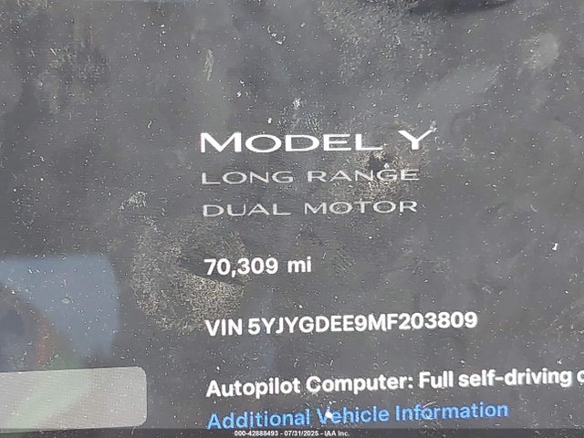 5YJYGDEE9MF203809 Tesla 2021