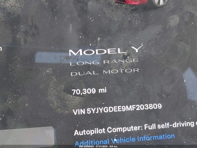 5YJYGDEE9MF203809 Tesla 2021