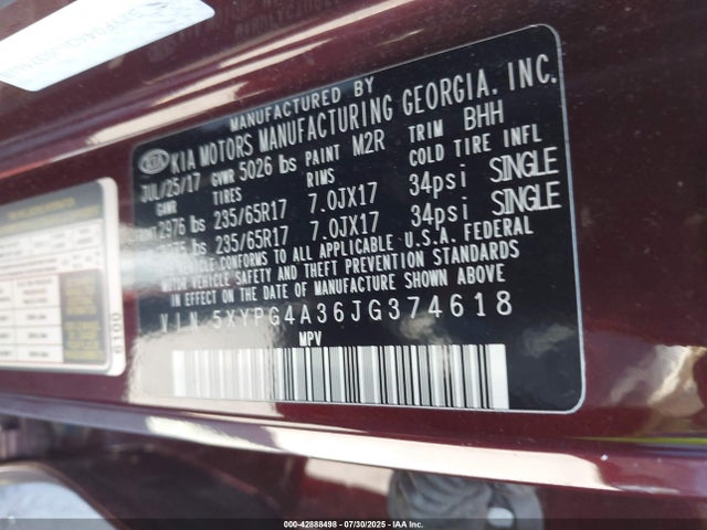5XYPG4A36JG374618 KIA gdi theta-ii