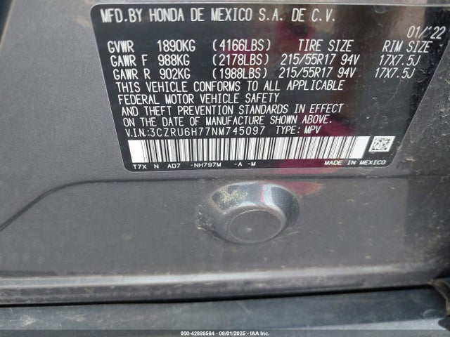 3CZRU6H77NM745097 Honda r18z9