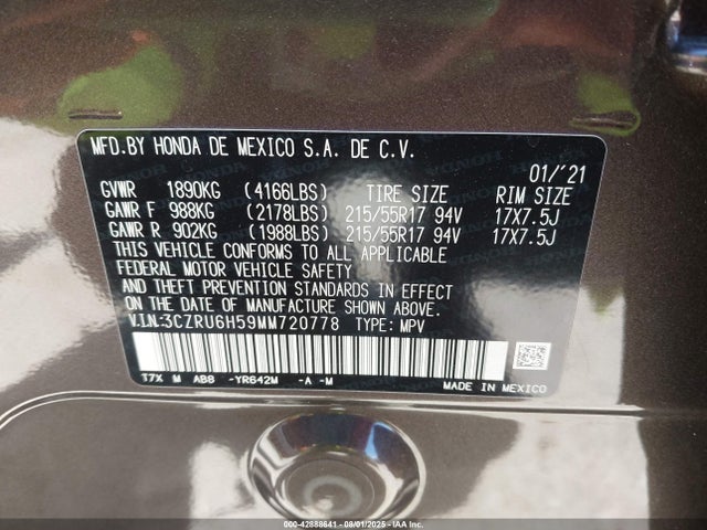 3CZRU6H59MM720778 Honda r18z9