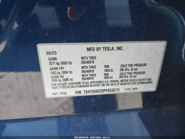 2023 TESLA MODEL Y 7SAYGAEE0PF859578 Photo 8