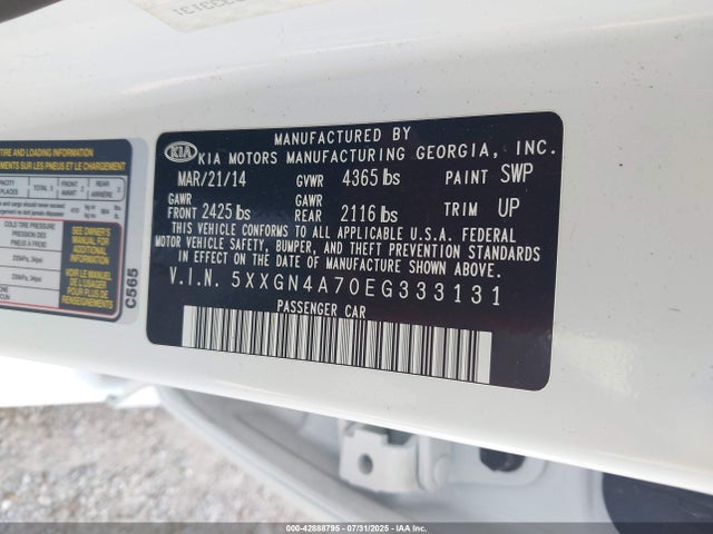 5XXGN4A70EG333131 KIA dohc gdi theta ii