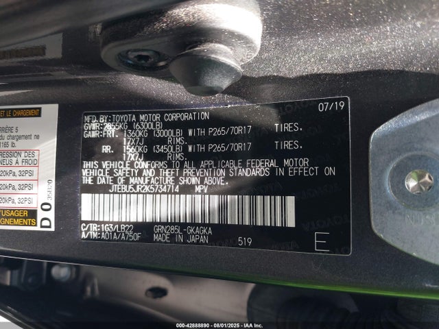 Toyota 1gr-fe 2019 JTEBU5JR2K5734714 Image 9