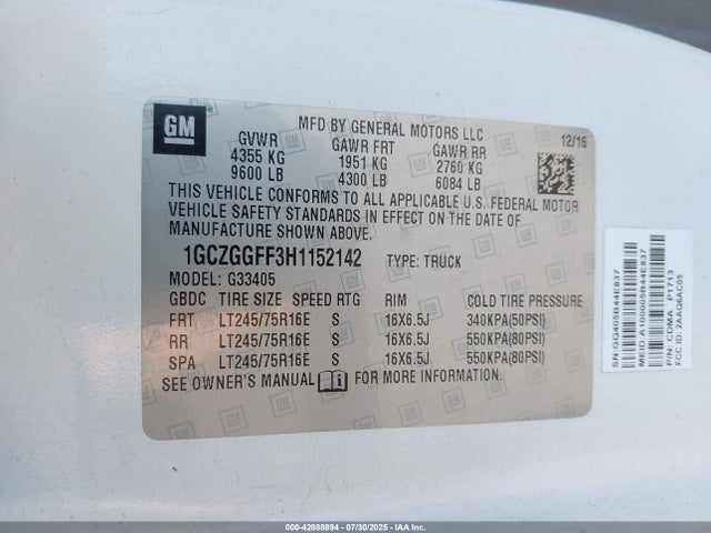 1GCZGGFF3H1152142 Chevrolet l20 - engine flexible fuel, iron