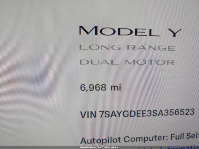 2025 TESLA MODEL Y 7SAYGDEE3SA356523 Photo 6