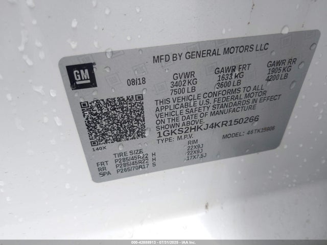 1GKS2HKJ4KR150266 GMC l86 - spark ignited direct injection, variable valve timing, afm, e85max, alum