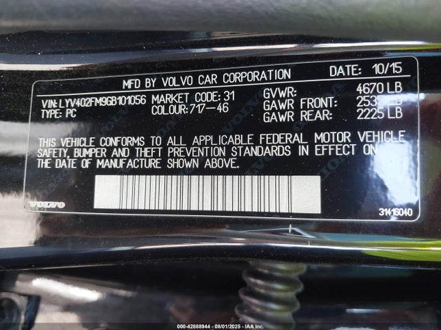 LYV402FM9GB101056 Volvo b4204t11 (ulev2)
