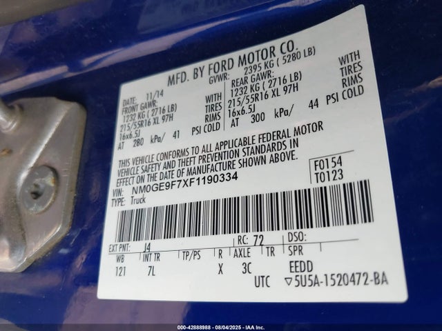 Ford 2015 2015 NM0GE9F7XF1190334 Image 9
