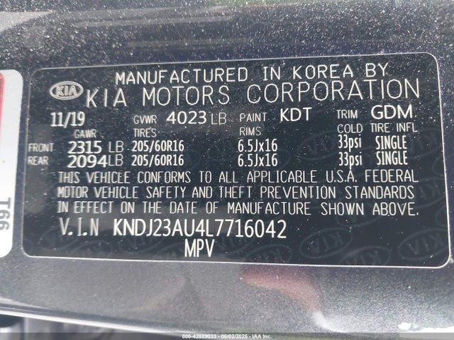 KIA mpi nu 2020 KNDJ23AU4L7716042 Image 9