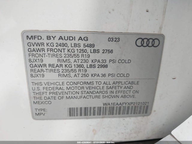 2023 AUDI Q5 WA1EAAFYXP2121021 Photo 8
